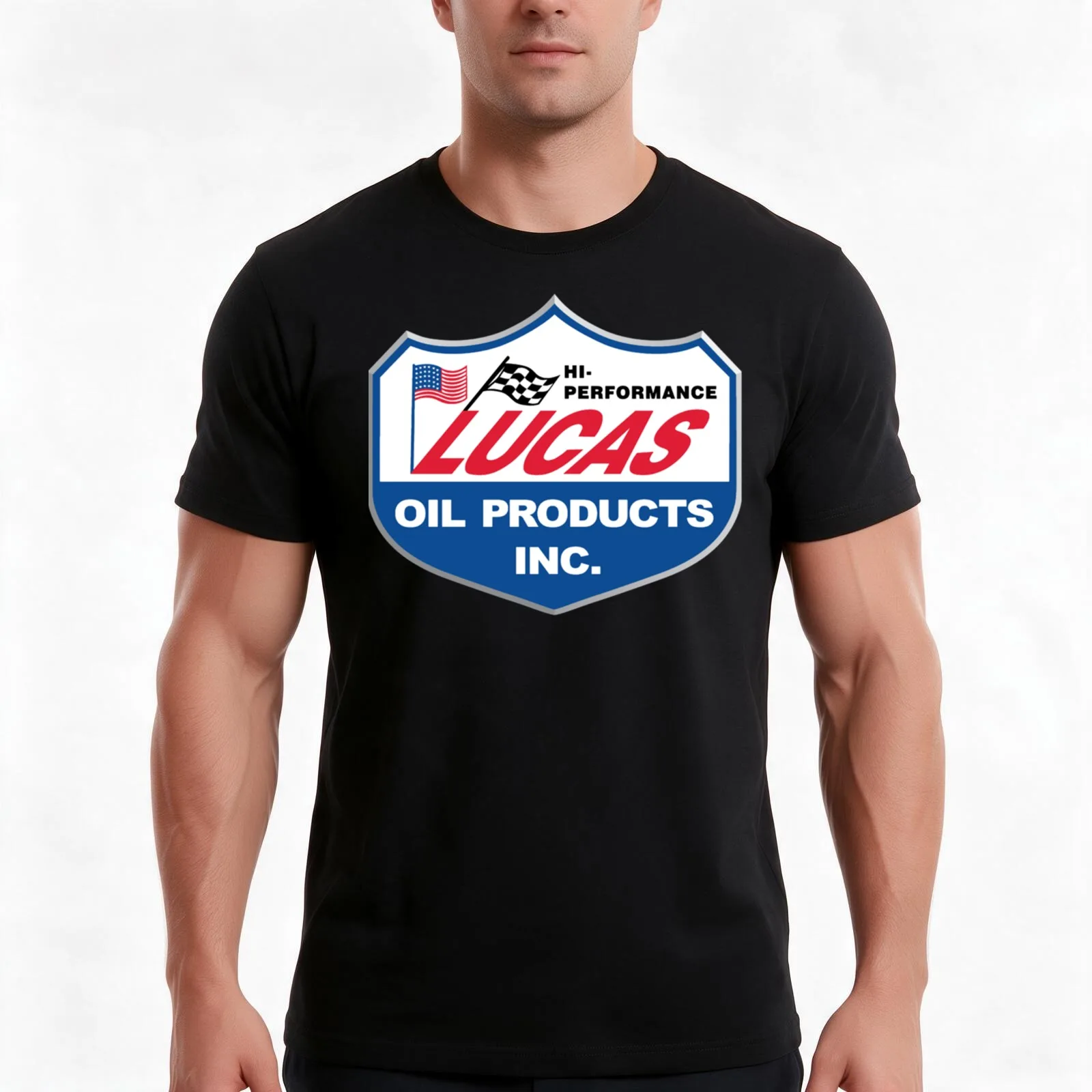 Lucas Oil Racing Logo T-Shirt, Summer Casual Cotton Tee, Oversized Streetwear Tops, Vintage Graphic Print, Unisex Men Women