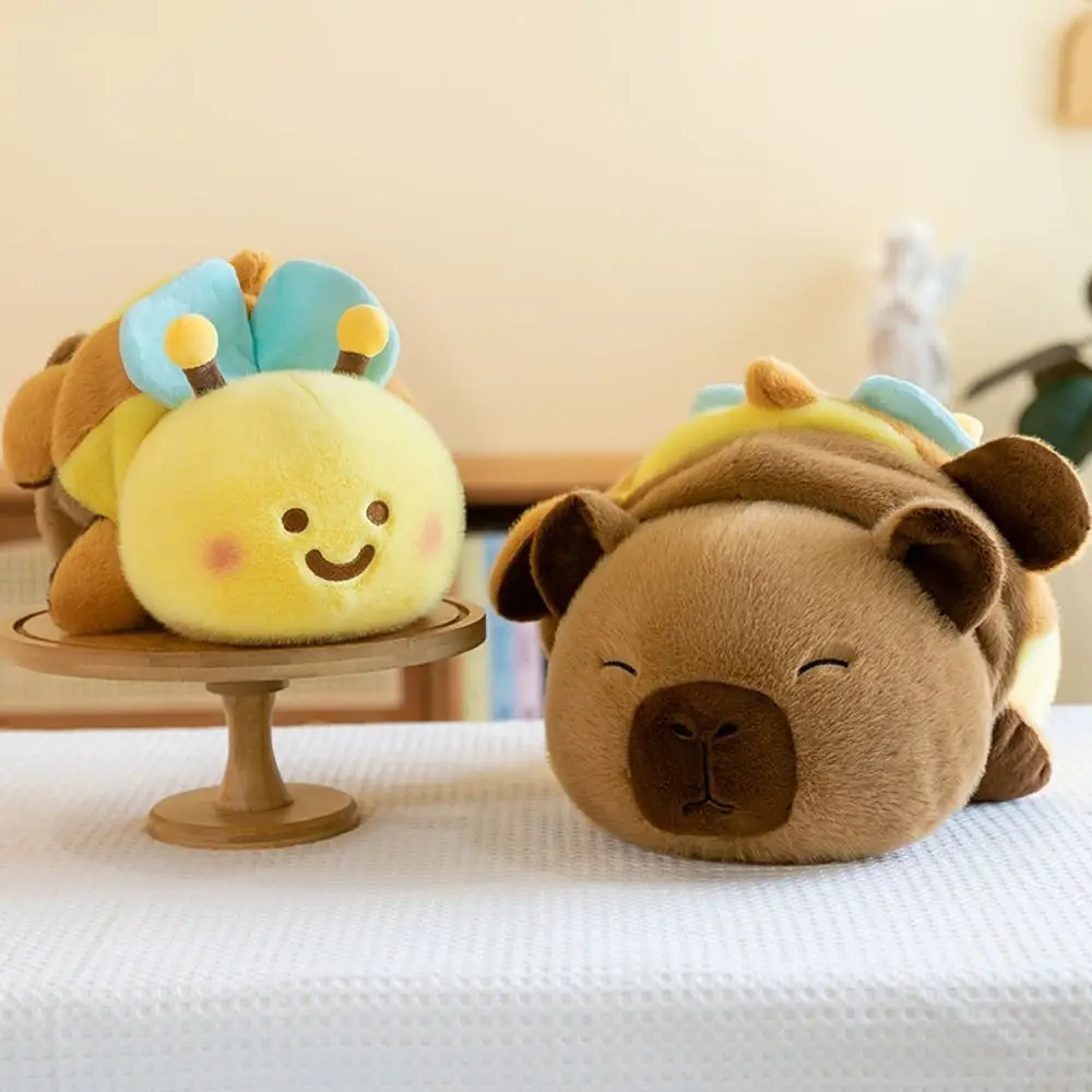 Double-Sided Capybara Turn Into Bee Plush Toy Soft Pillow 2-in-1 Capibala Plush Doll 33cm Stuffed Animal Transform Bee