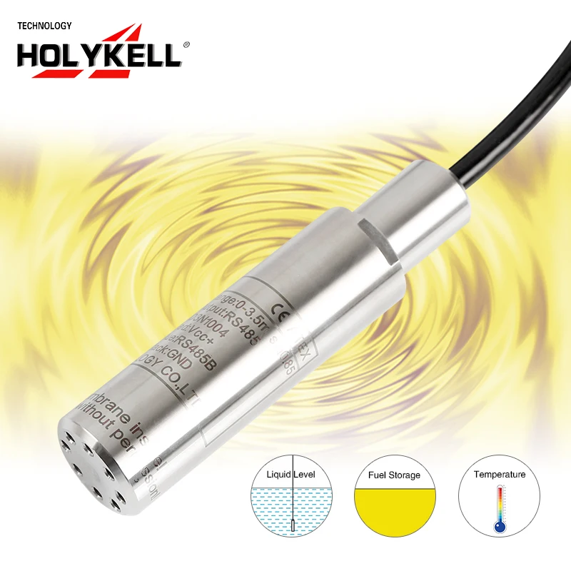 

Holykell 4-20ma Rs485 Analog Hydrostatic Stainless Steel Submersible Fuel tank Level Sensor Probe