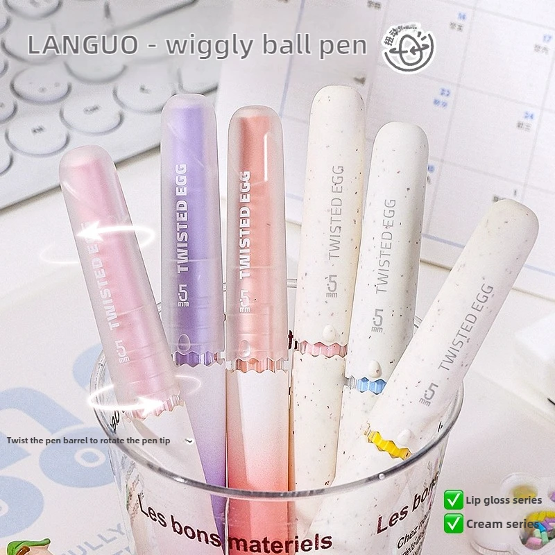 

LANGUO Egg Gel Pen Twist Out Ink 0.5mm Black CS Precision Tip Quick Dry Smooth Writing Stationery Office School Supplies