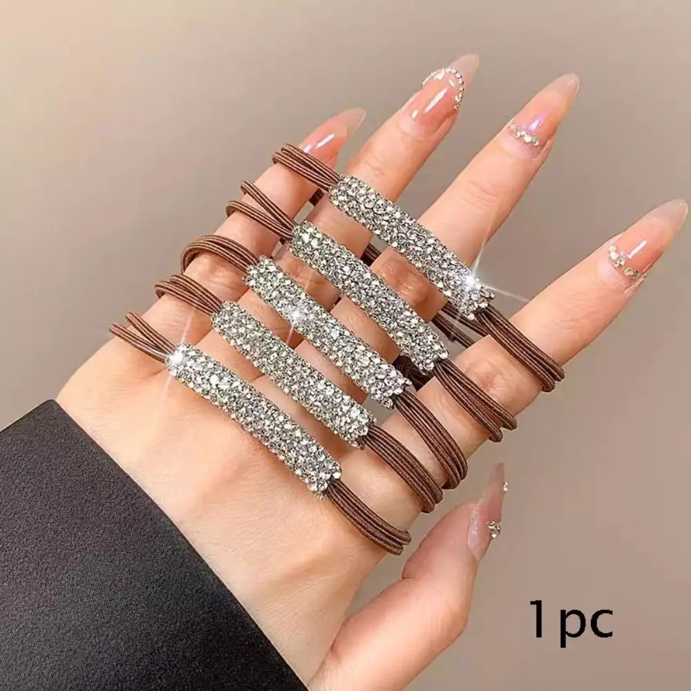 

Hot Black Hair Rope Diamonds Rubber Band Elastic Fashion Shiny Rhinestone Hair Accessories Women