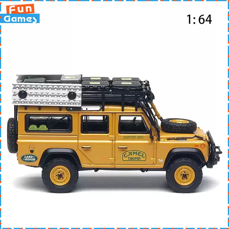 Original Almost Real Land Rover Defender 110 Camel Cup 1993 Sabah-Malaysia Support Vehicle 1:64 Diecast Model AR Box Collectible