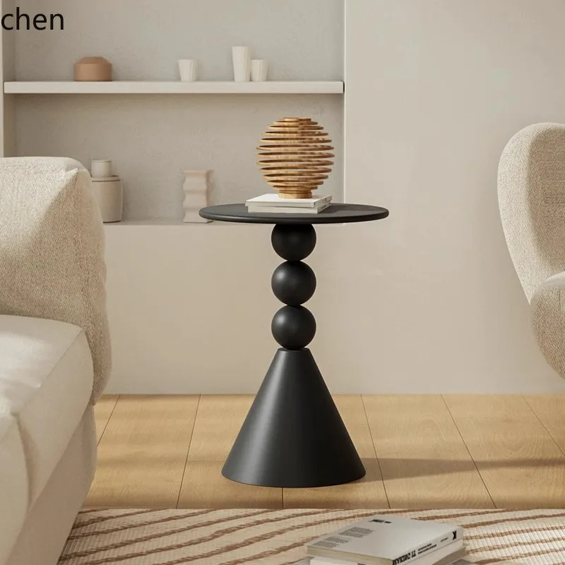 

QZT wrought iron edge few small apartment living room round coffee table sofa side table living room decoration