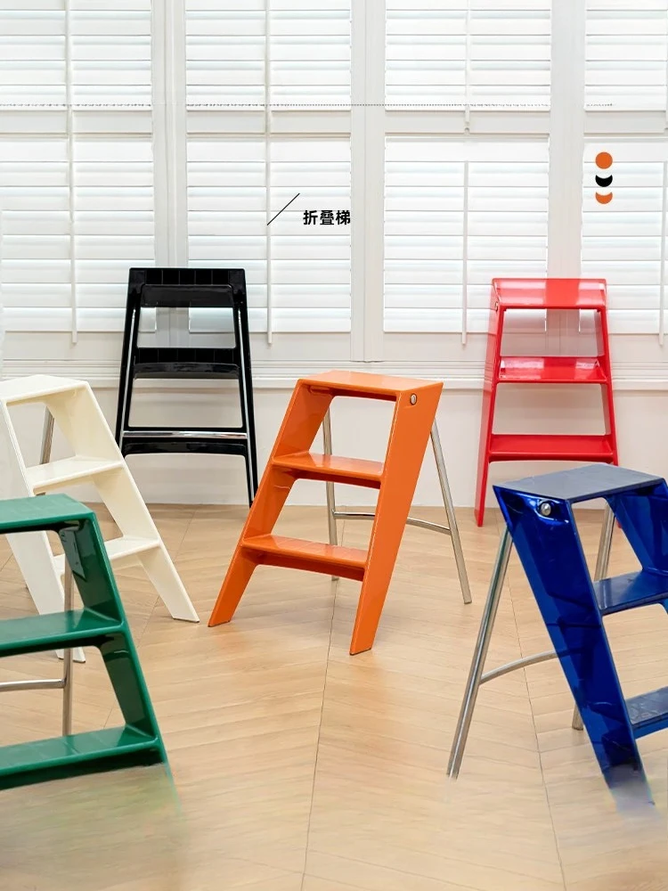 Transparent Acrylic 3 Step Folding Herringbone Ladder Portable Telescopic Multifunctional Household Storage Step Stool