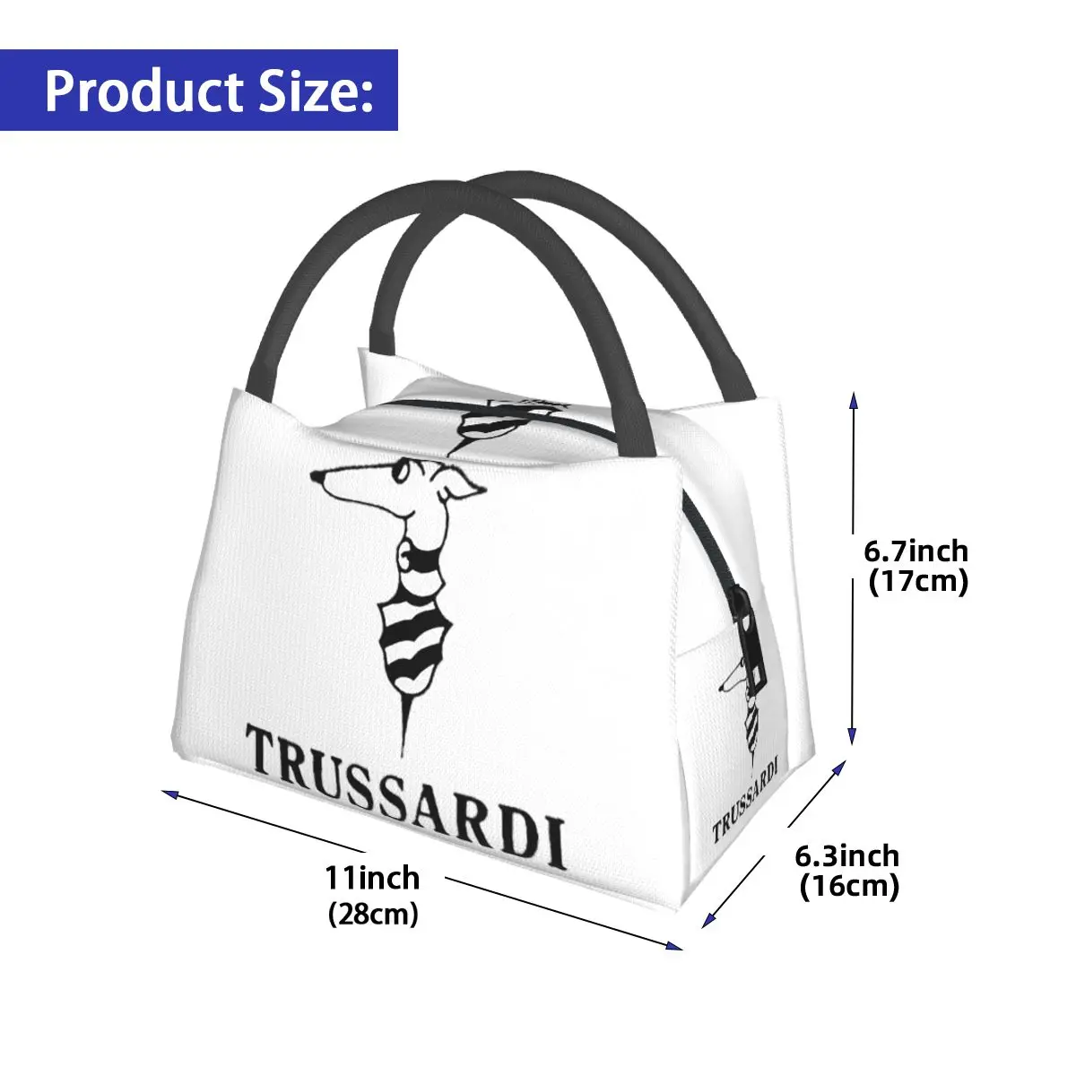 Trussardis Logo Insulated Lunch Bag for Women Children Portable Food Boxes Thermal Lunch Box Tote