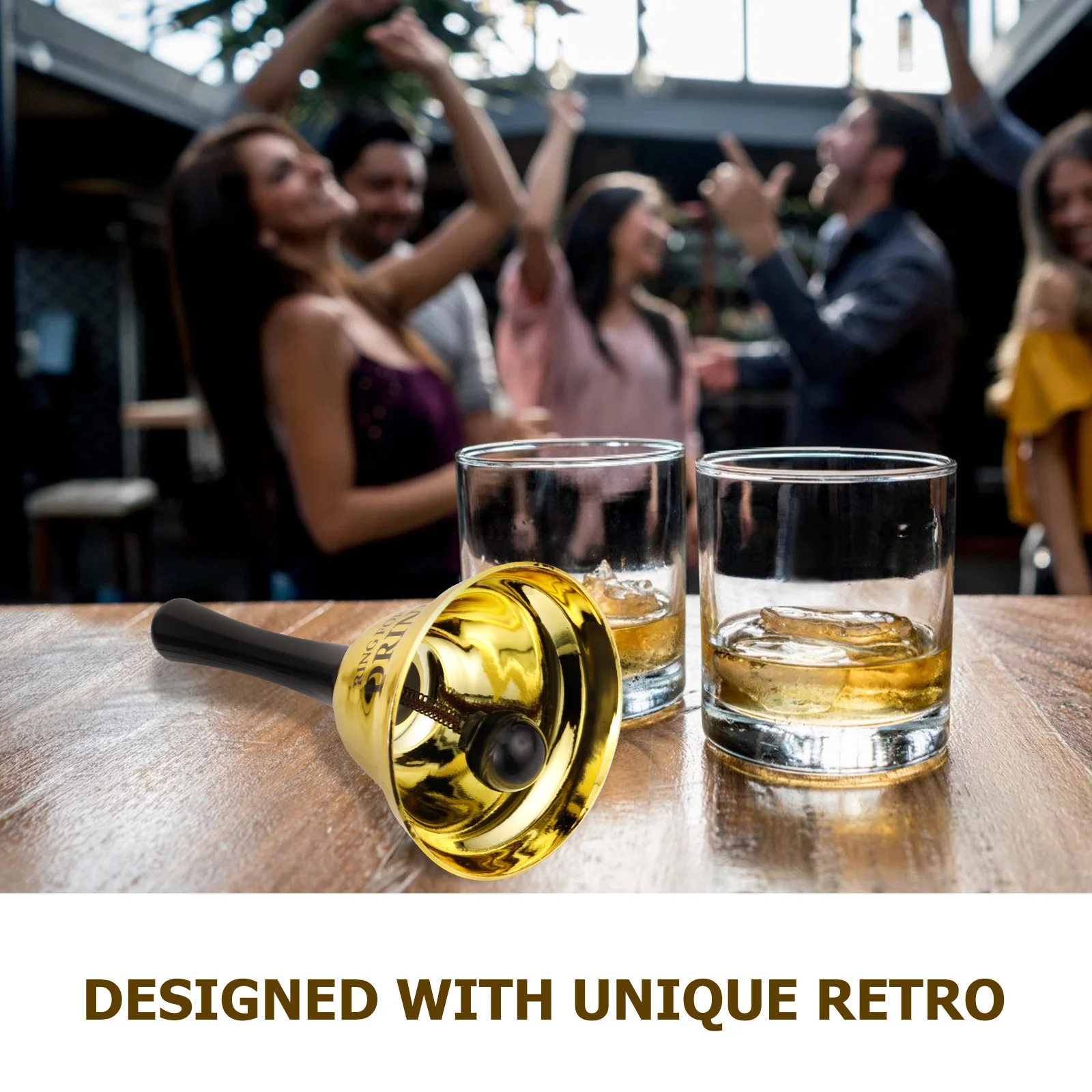 

2pcs Retro Metal Dinner Bell for Restaurant Bar Handheld Bells Bachalor Party Gift with Handle Musical Instrument