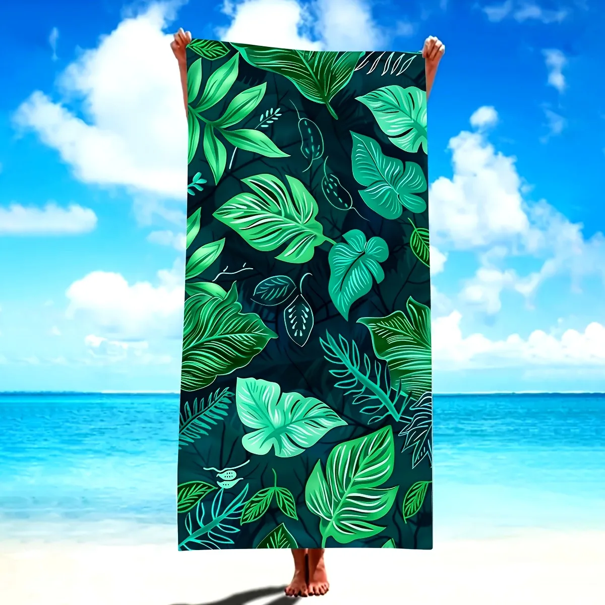 

Island Vibes: Tropical Leaf-Print Beach Towel for Ultimate Relaxation! Suitable for towels, bath towels, beach towels