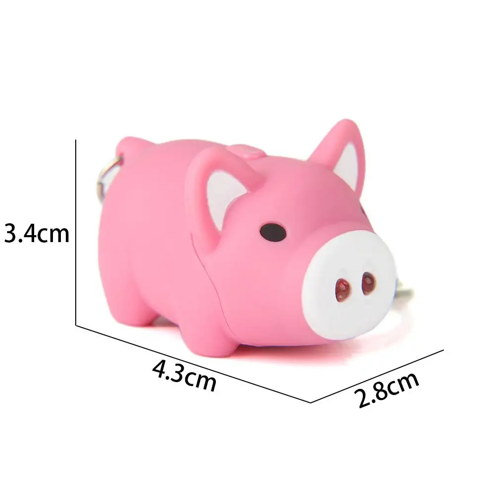 Kids Toy with Sound Pig Shape Key Holder Flashlight LED Key Chains Key Ring