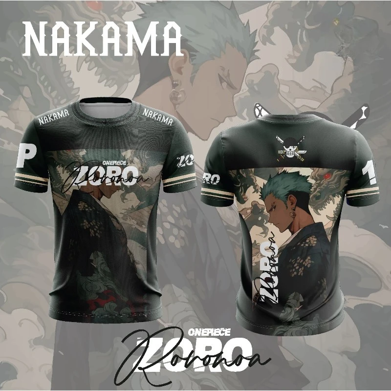 Camiseta de Manga Corta con Estampado de Camuflaje de One Piece Zoro Nakama, Ropa Casual para Hombre, Estilo Urbano, para Fans del Anime