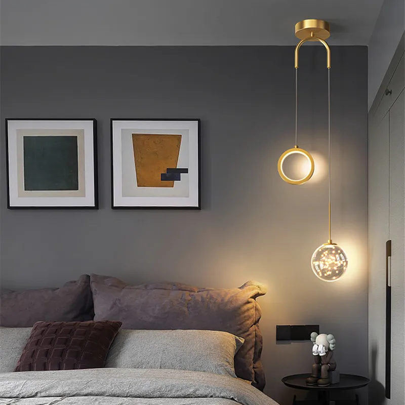 Bedside Chandelier Modern Minimalist Creative Starry Nordic Art Lamps Light Luxury Bedroom Study Long Line Small Chandelier