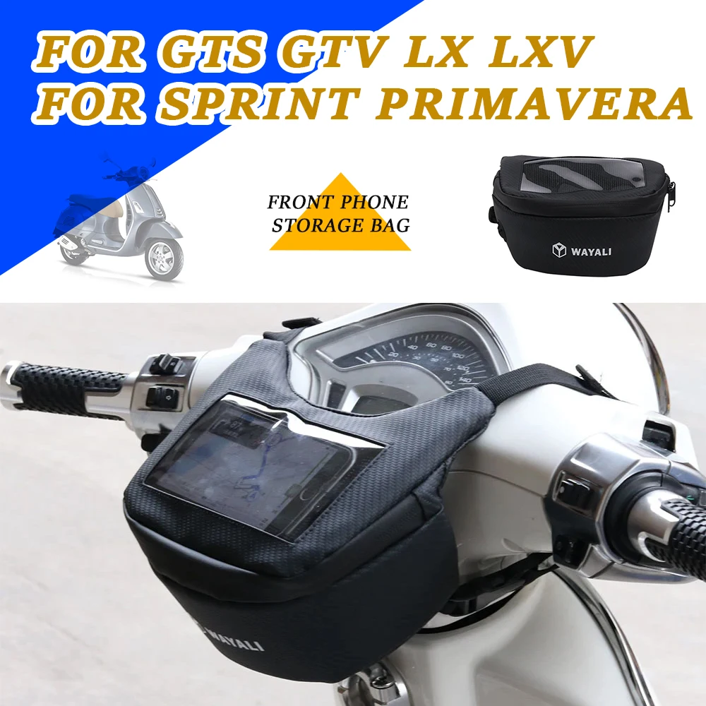 

Motorcycle Front GPS Storage Earphone Bag Windscreen Backpack For VESPA GTS GTV LX LXV Sprint Primavera 50 125 150 250 300 300ie