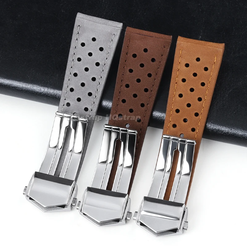 Genuine Leather Strap 20mm 22mm 24mm Cow Watch Band for Tag Heuer for Carrera Series Wristband Universal Sport Soft Bracelet