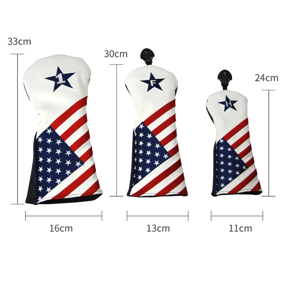 1pcs USA 1,F,H Headcover Golf Vintage Retro Patriotic Fairway Wood Head Cover Fits All Modern Fairway Wood Clubs