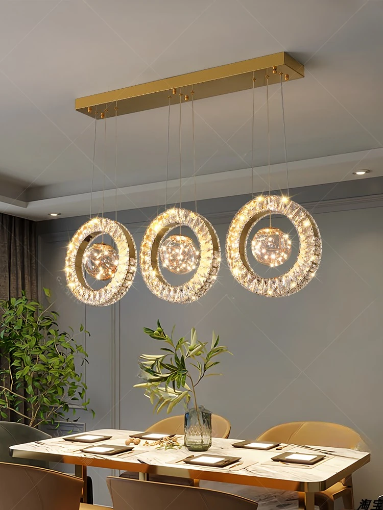 

Light luxury crystal chandelier restaurant lamp 2024 new high-end dining room table lamp creative personality bar table chandeli
