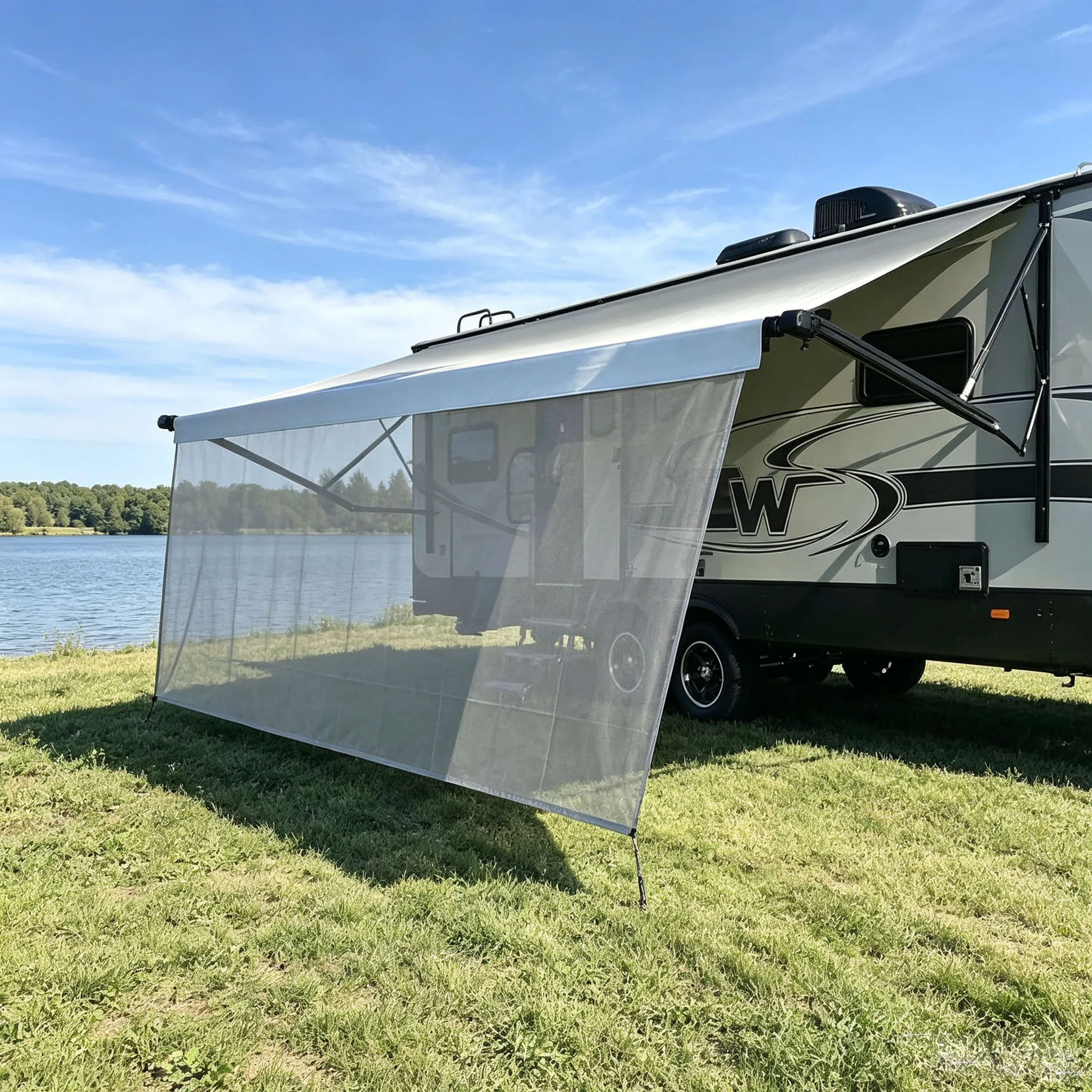 RV Awning Sun Shade Screen Mesh Sunscreen 8'x15'3