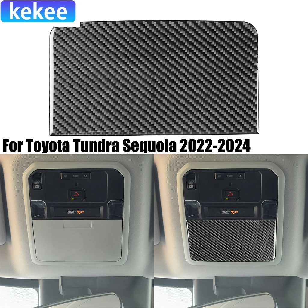 

For Toyota Tundra Sequoia 2022-2024 Carbon Fiber Roof Reading Light Glasses Case Decorative Accessories Interior Cover Stickers