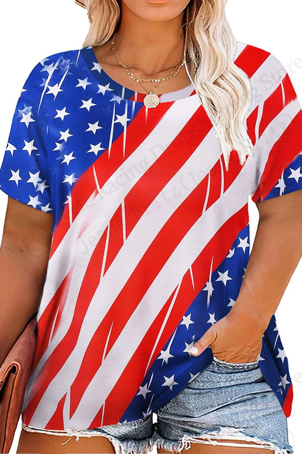 

American Flag 3D Print Graphic T-shirt Women Fashion Casual O-Neck Large Size Short Sleeve Tshirt Floral Tops Tees Ladies Tshirt