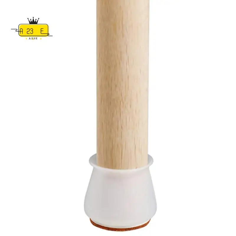 

A23E-Silicone Chair Leg Caps With Felt Pads - Free Moving Table Leg Covers, 16 Pcs Stool Leg Protectors - Transparent White