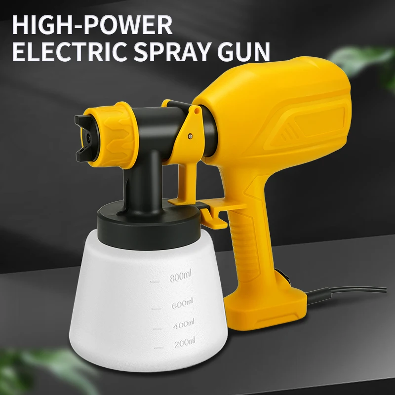 370W Electric Spray Gun 3 Nozzle Sizes 800ml HVLP Household Paint Sprayer Flow Control Easy Spraying