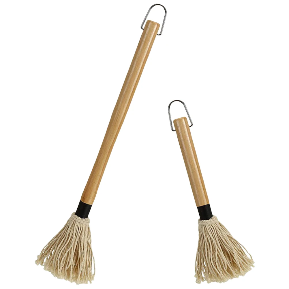 

Grill Mops BBQ Dip Brush Basting Mop for Roasting Barbecue Large Small Reusable Cotton Wooden Handle Sauce Oil Pastry Baking