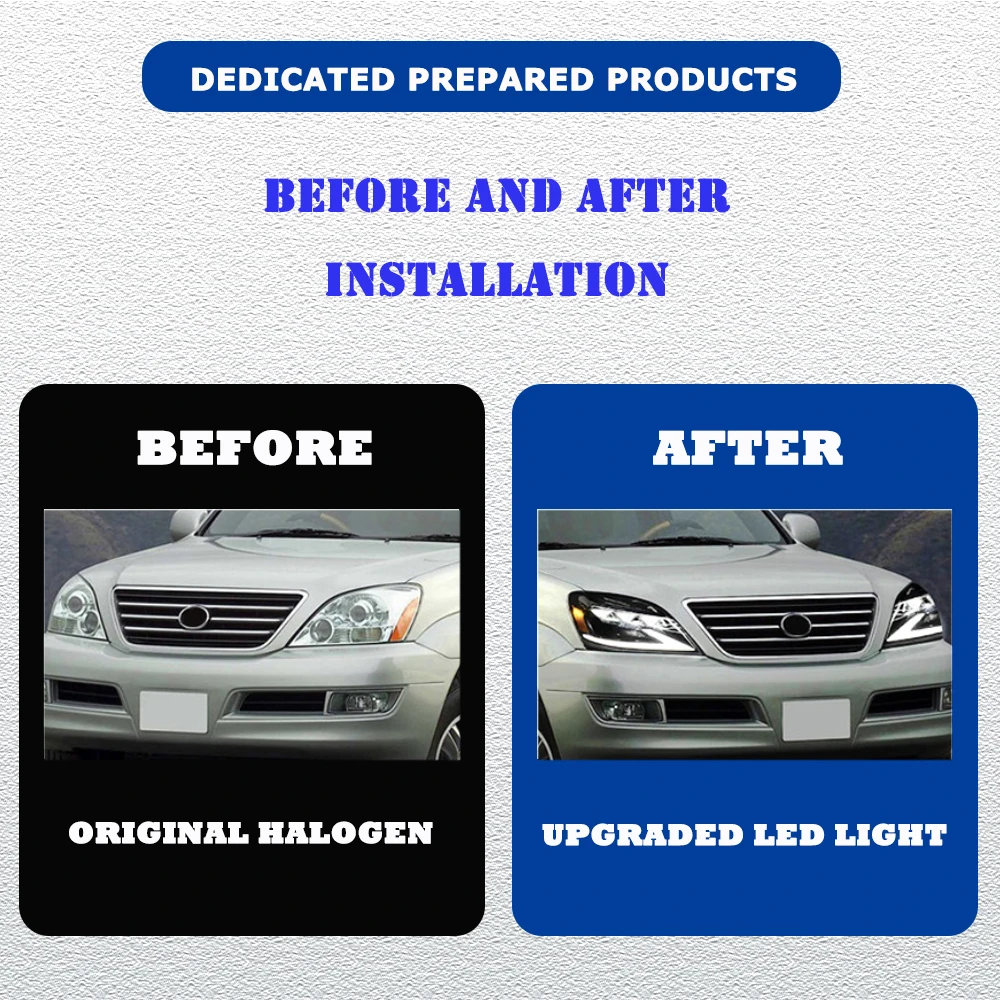 Styling LED HeadLights For LEXUS GX470 03-09 New Style Full Led DRL Car Head Lamp Assembly Signal Accessories Modified Lamp