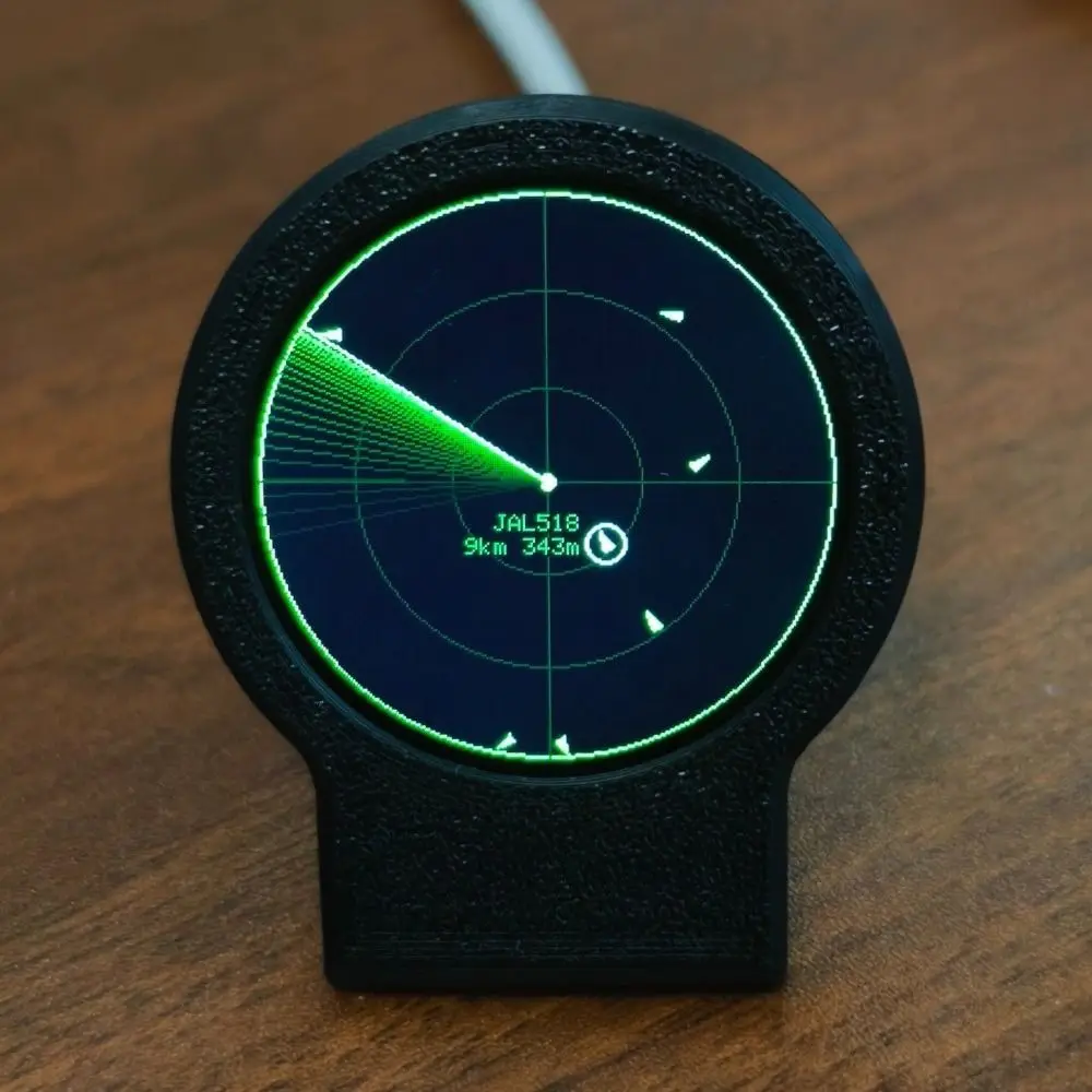 3D Printed Case Flight Tracker Gadget Sonar Grid Screen Live Tracking ADS-B Receiver USB-C Powered Compact Design