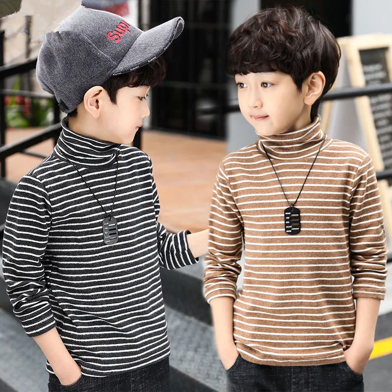 

Boys Sweater Spring And Autumn Fashionable Handsome Stripe Cotton Top Boy Bottoming Shirt Children's Clothing For Boy 12 Years