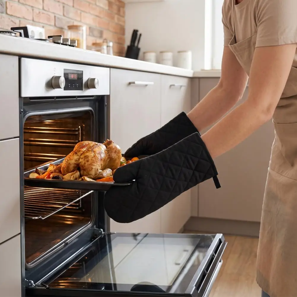 Non Slip Pot Holders Heat Resistant Oven Mitts 4pcs Oven Mitts Pot Holders Set Heat Resistant Cotton Kitchen Gloves Quilted