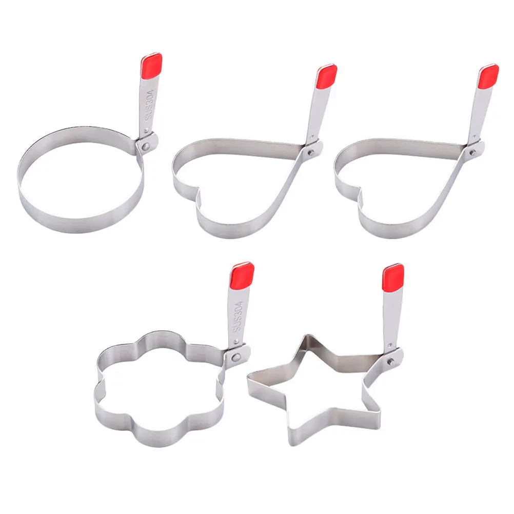 

5Pcs Egg Frying Mold Creative Shape Attractive Unique Easy to Use Non Stick Heat Resistant Kitchen Gadget Egg Ring