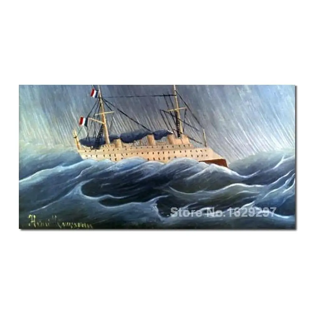 

Modern landscape painting SHIP IN STORM Henri Rousseau High quality Hand painted
