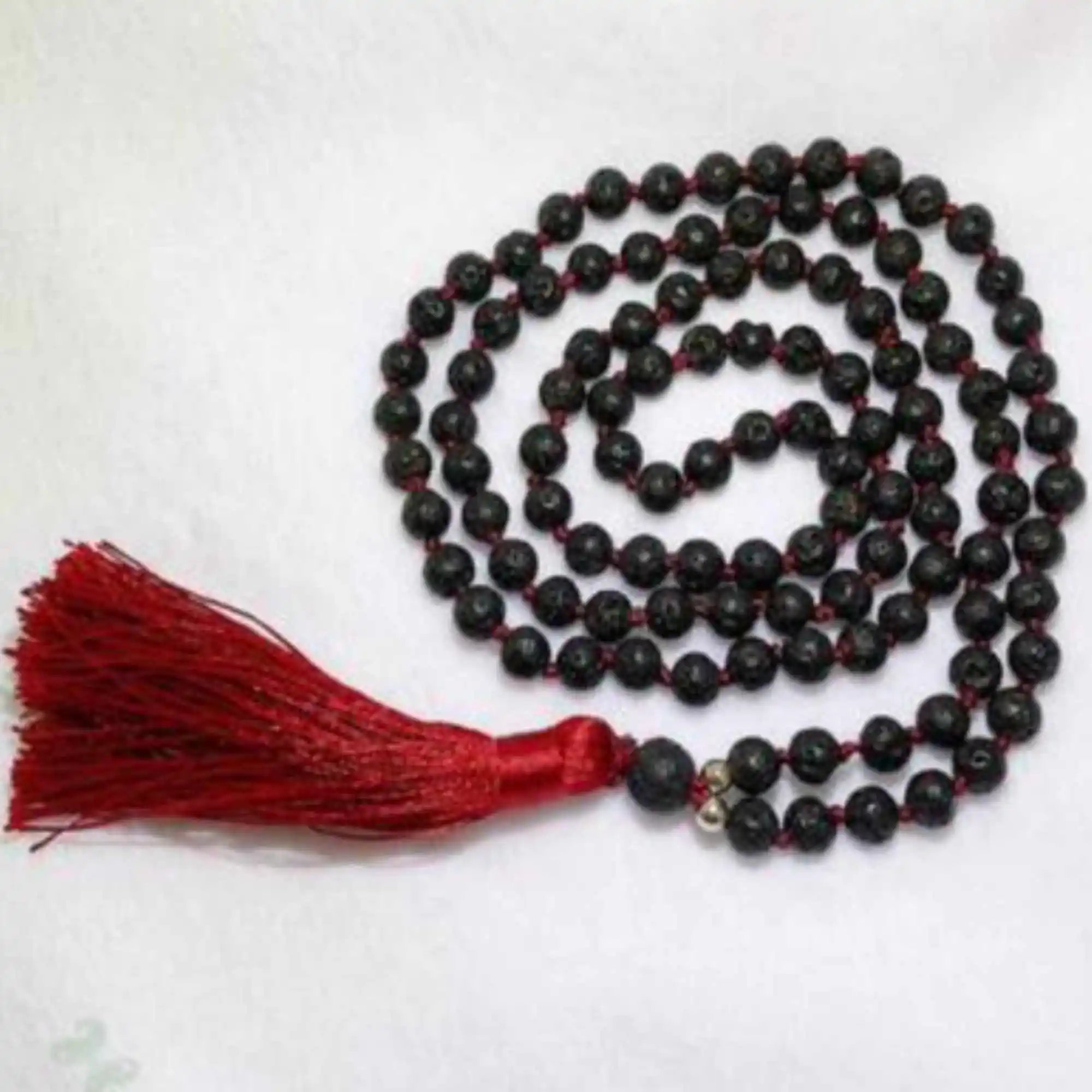 6mm Natural 108 knot lava gemstone beads tassels necklace Couples Healing Wood Opera length Chakra Sacred wear Mala  Men