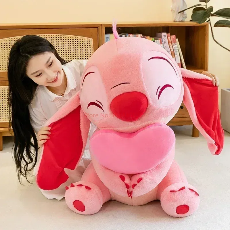 Disney Pink Lilo & Stitch Kawaii Pink Heart Doll Cartoon Angel Plush Toy Cute Anime Soft Stuffed Kawaii Children\'s Birthday Gift