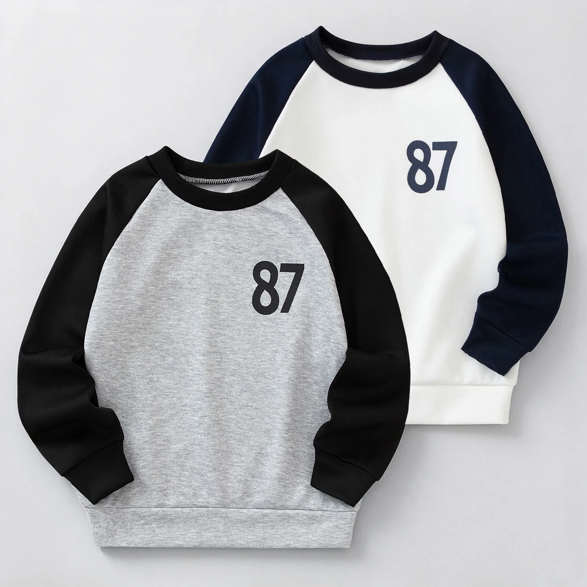 Children's Autumn And Winter Color Blocked Letter Printed Round Neck Hoodie For Boys And Girls Casual Sports Long Sleeved T-shir