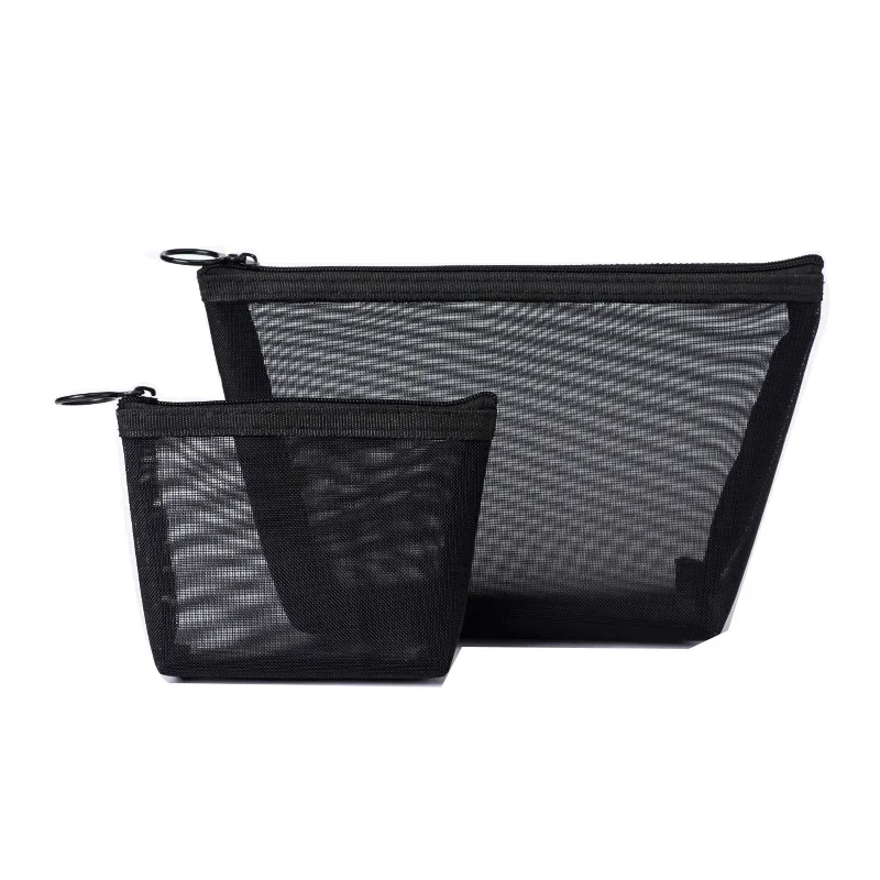 Imagem -02 - Black Mesh Papelaria Pencil Bolsa Canetas Storage Bolsa Organizador para Estudantes Mulheres Meninas Cosmetic Bag