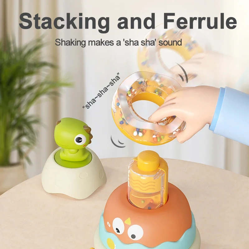 Jouet à empiler pour bébé, cloche apaisante, musique superposée arc-en-ciel avec son et lumière, jouets d'éducation précoce pour bébé