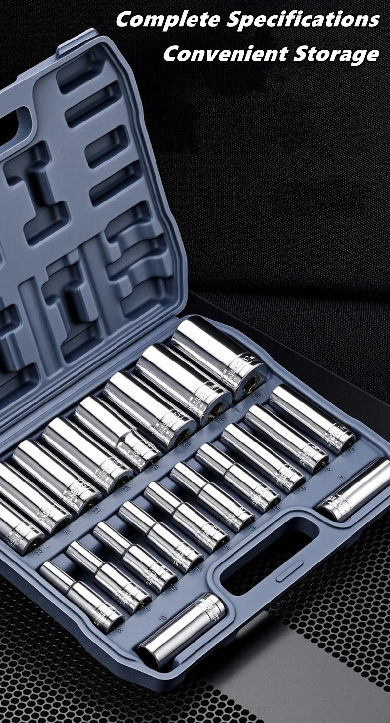 CR-V Steel for Automotive Maintenance, Repairs, and DIY Projects 1/2 Inch Drive Socket Set,20pcs Socket Set(8-32mm),