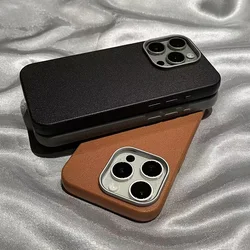 Matte Litchi Texture Leather Soft Case For iPhone 17 16 16E 15 14 13 12 11 Pro Max XS XR 7 8 Plus SE2 Silicone Shockproof Cover