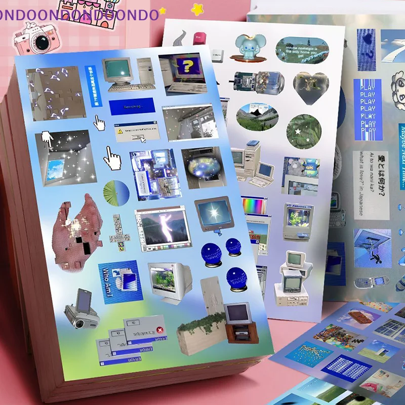 

10/DIY Scrapbooking Sticker Kits, 8/16 Pack Retro Y2K Gen Z Electronic Memories Themed, for Journals and Diaries.