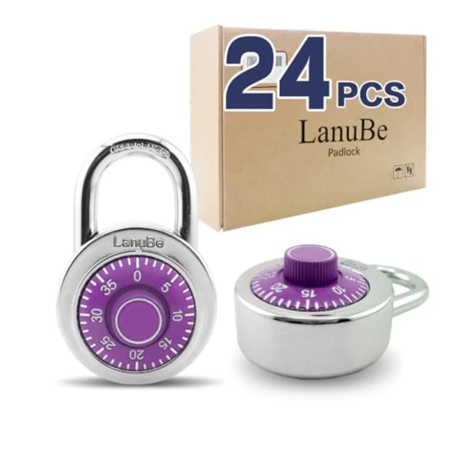 

Standard Dial Combination Lock 2 inches. Wide with Different Combinations Turnplate Pack of 24; Lock for School Employee Gym Sp