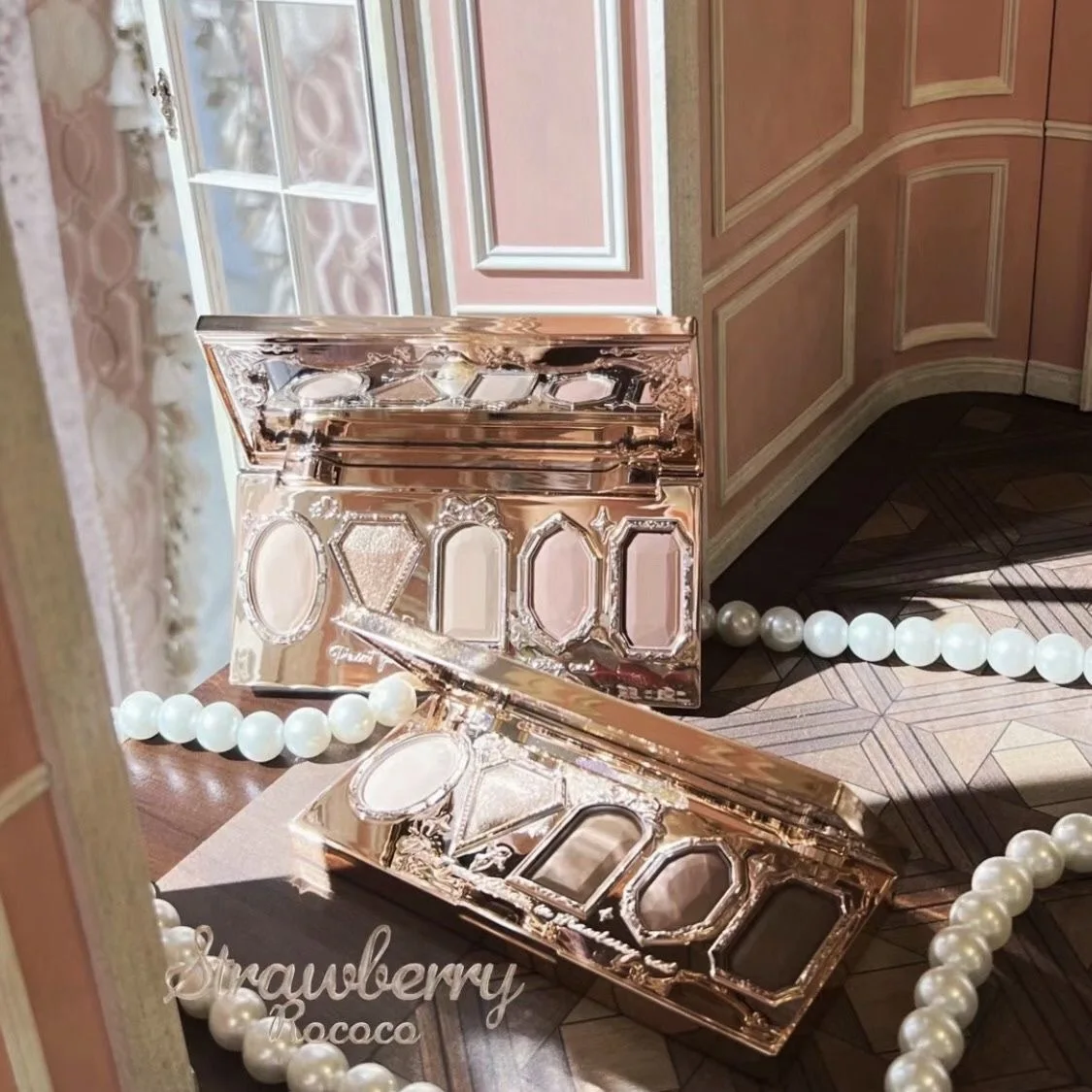 Flowerknows Strawberry Rococo Eyeshadow Pressed Glitter 5 Color High Pigment Eye Shadow Shimmer Matte Finish Natural Cosmetic