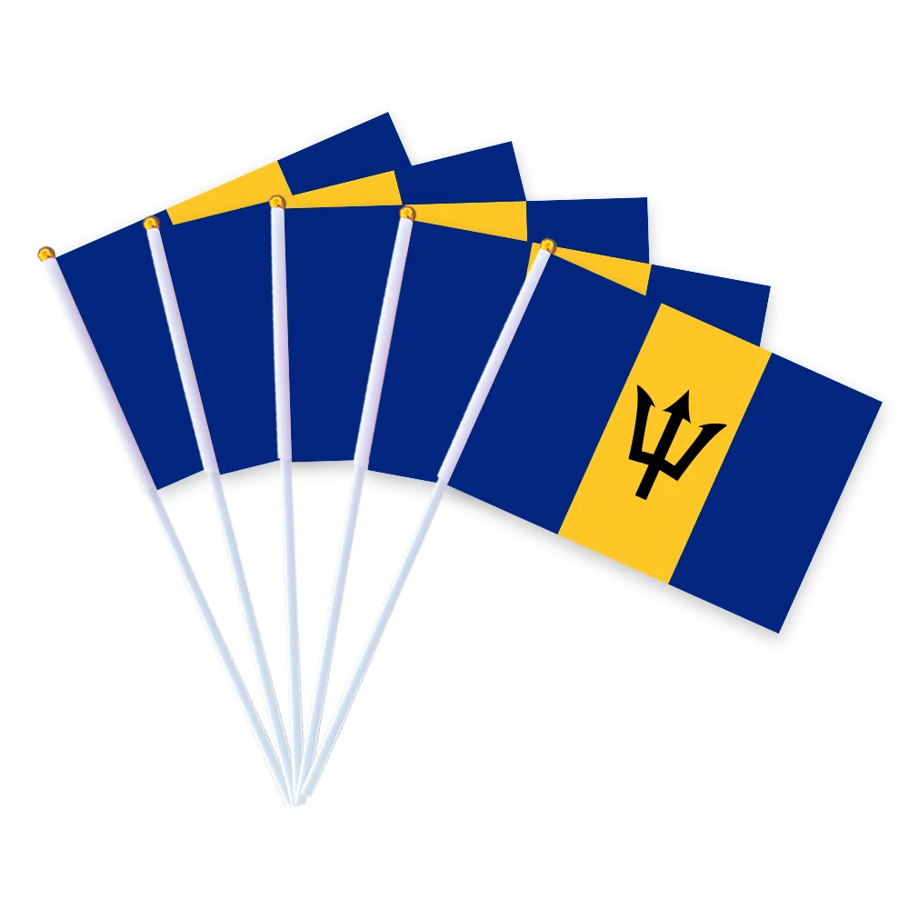 CYPOMELO Flag Barbados national flag 14 * 21cm Barbados flag small holding waving flag indoor and outdoor home decoration