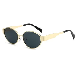 Luxury Round Metal Sunglasses for Women and Men Designer Triomphe Fashion Oval Glasses Glamour Brand Stylish Eyewear UV400
