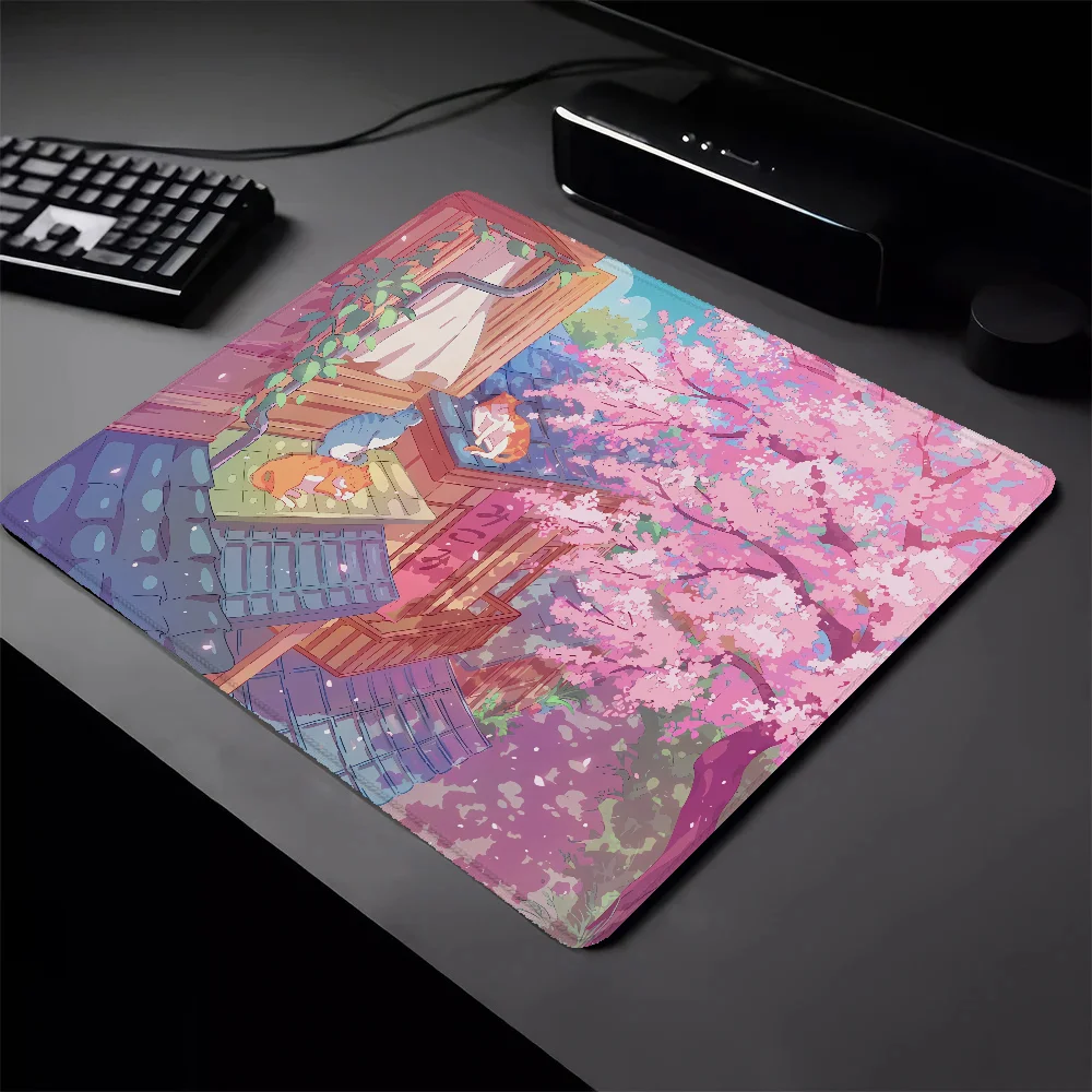 Tapis de souris de jeu Mause Pad, Rooftops, Les chats mignons, PC Gamer, Petit clavier, Polymères et rose, Aucune fleur, Mausepad, Deskvirus, Lapmedicaments