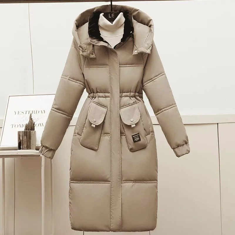 In 2024 The New Plus-size Cotton-padded Women's Over-the-knee Long Western Style Waist Slimming Winter Fashion Padded Warm Coat