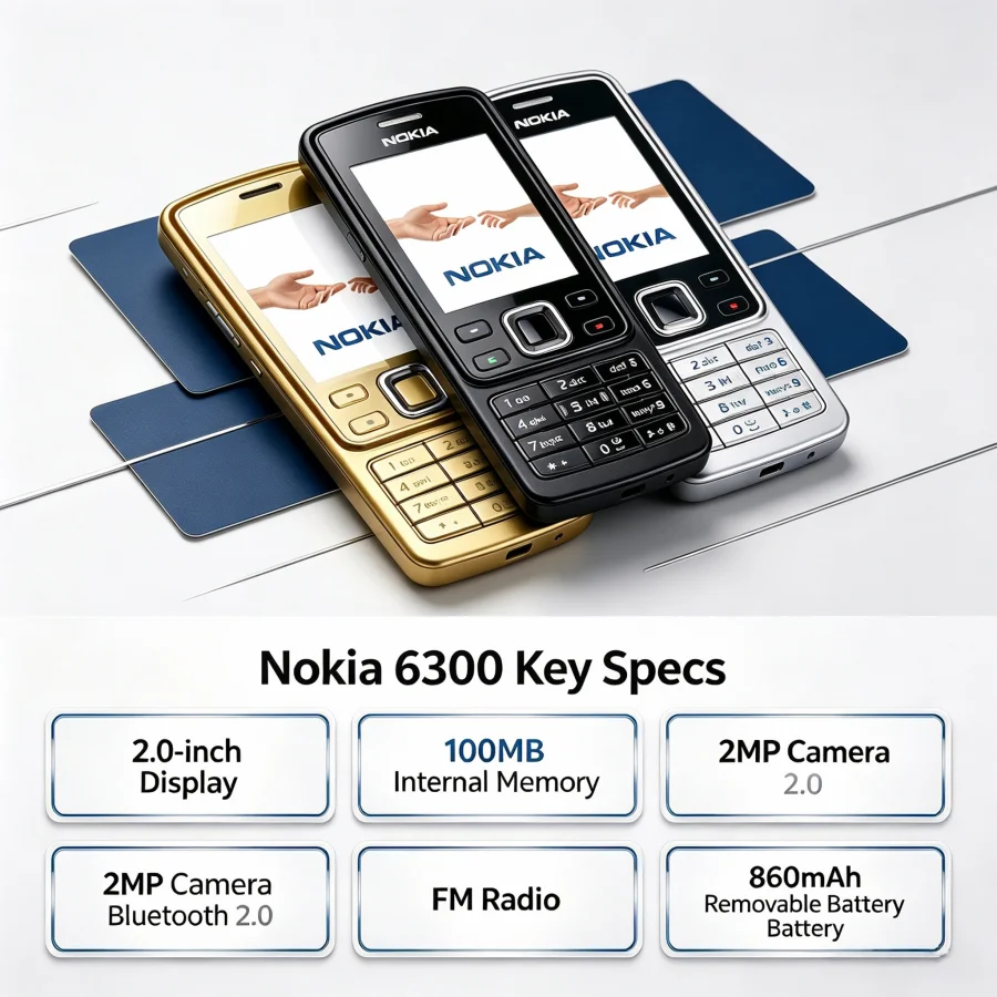 Nokia 6300 2020 2G Network Unlock 2.4 Inch Straight Keypad Mobile Phone Dual SIM Elderly Student Backup Feature Phone