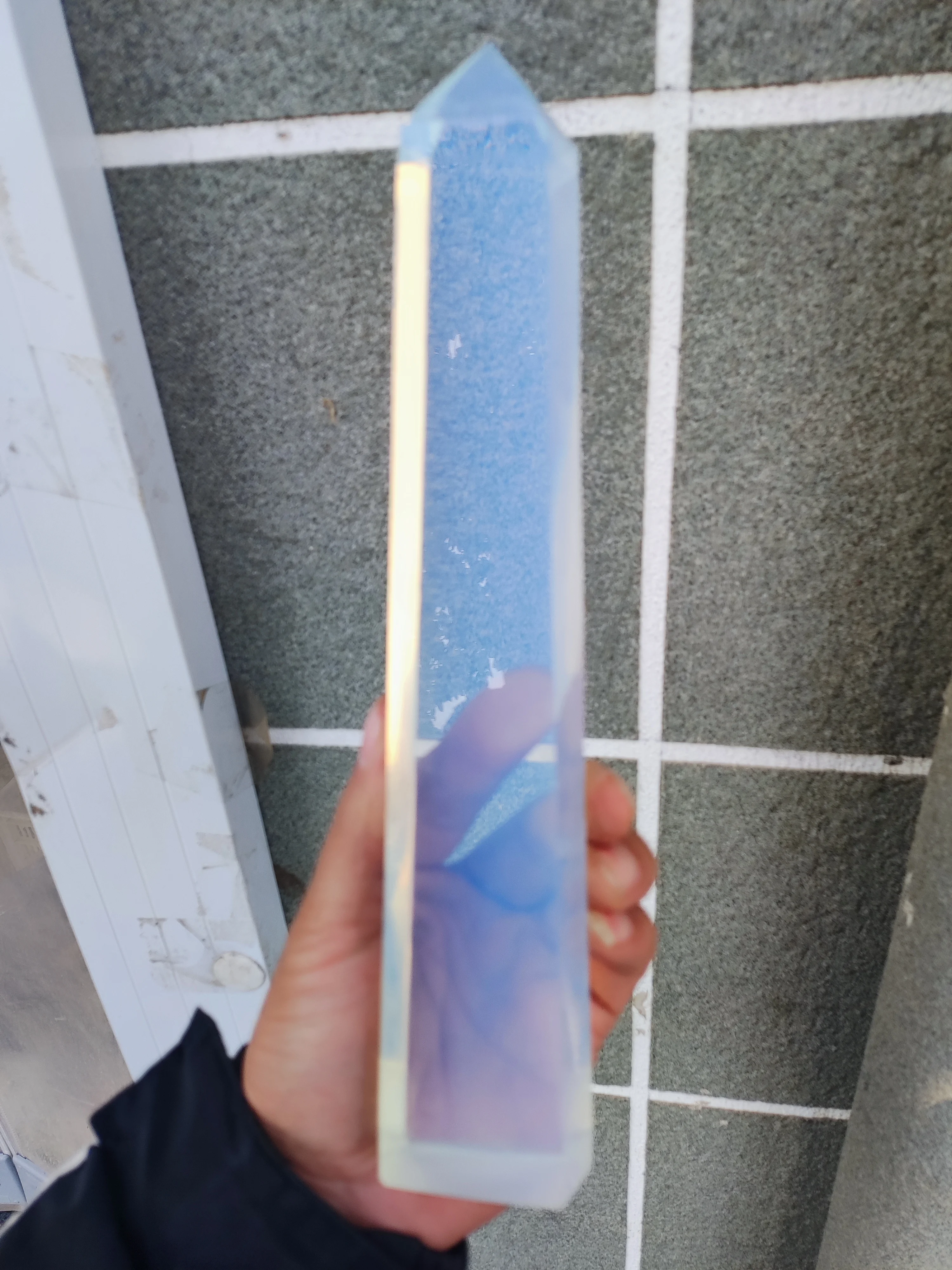 

Opal Point Wand Crystal Wand, Healing Energy Stone Room Decoration Reiki Polished Stone Prism Obelisk Carved Column Process