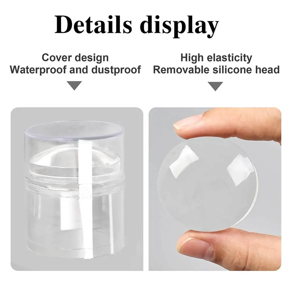 蓋付きスクエアネイルスタンプ、アルコールで洗えるシリコンヘッドで素早く取り外し可能、お手入れ簡単、DIYネイルアートツール