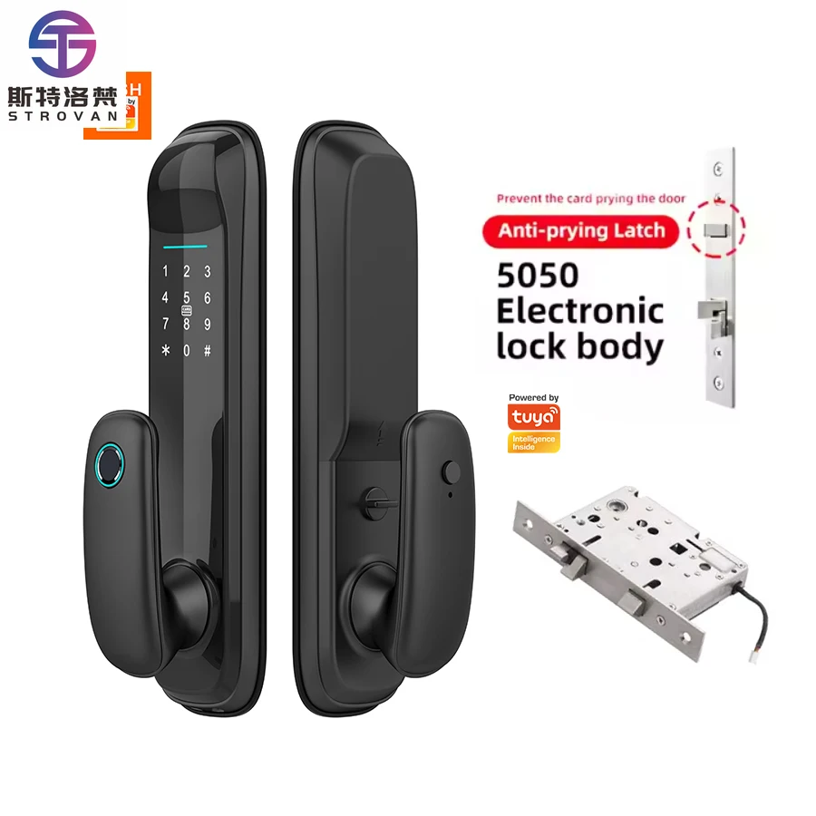 

STLF New Design Tuya WiFi Smart Lock for Wood Door Fingerprint Password Card Key Access USB Backup Power Aluminum Construction
