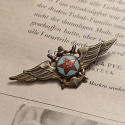 Soviet Union Red Navy Pilot Medal Metal Copper Five-Star Aviation Badge Brooch Pin Wear Decoration Collection