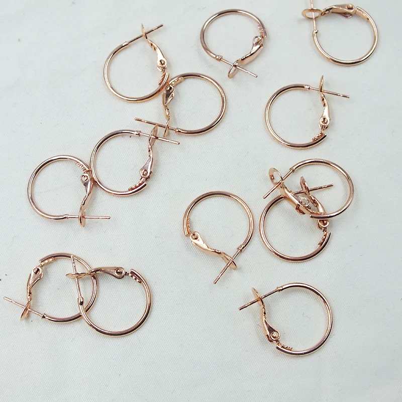 500piece 16/18/20/25/30/mm  Rose Gold Plated hoop earrings earring hooks wires Jewelry Findings Accessories Nickel and Lead Free